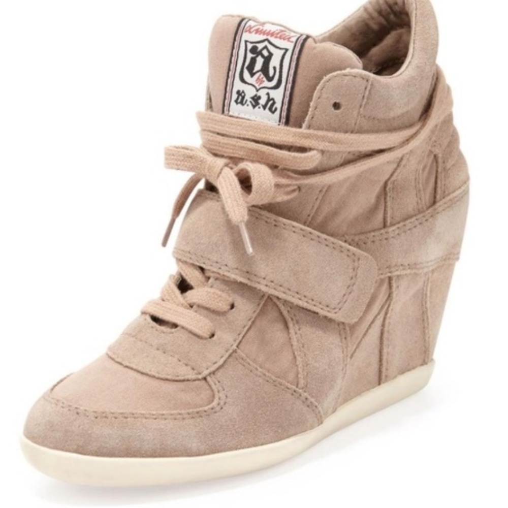 ASH Bowie Taupe Beige Suede Wedge Sneaker